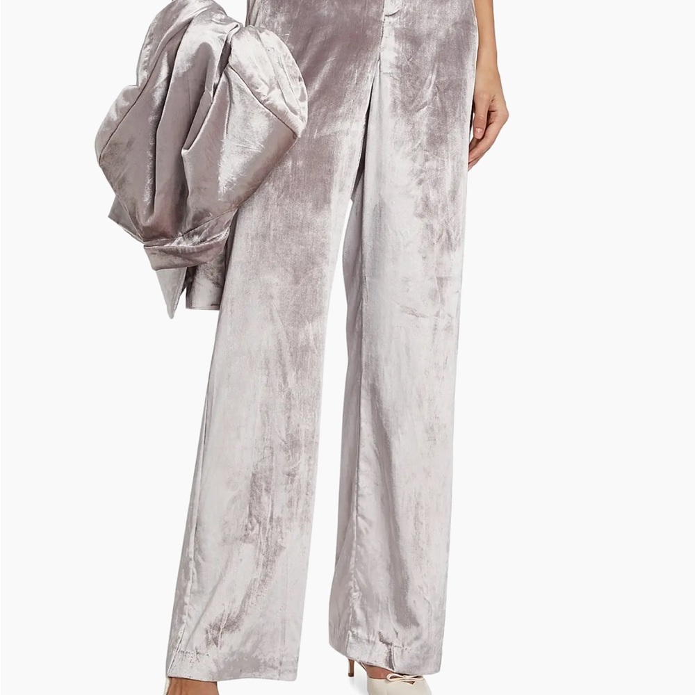 PAIGE Chateau Velvet Wide-Leg Pants in Pewter - Picture 8 of 8